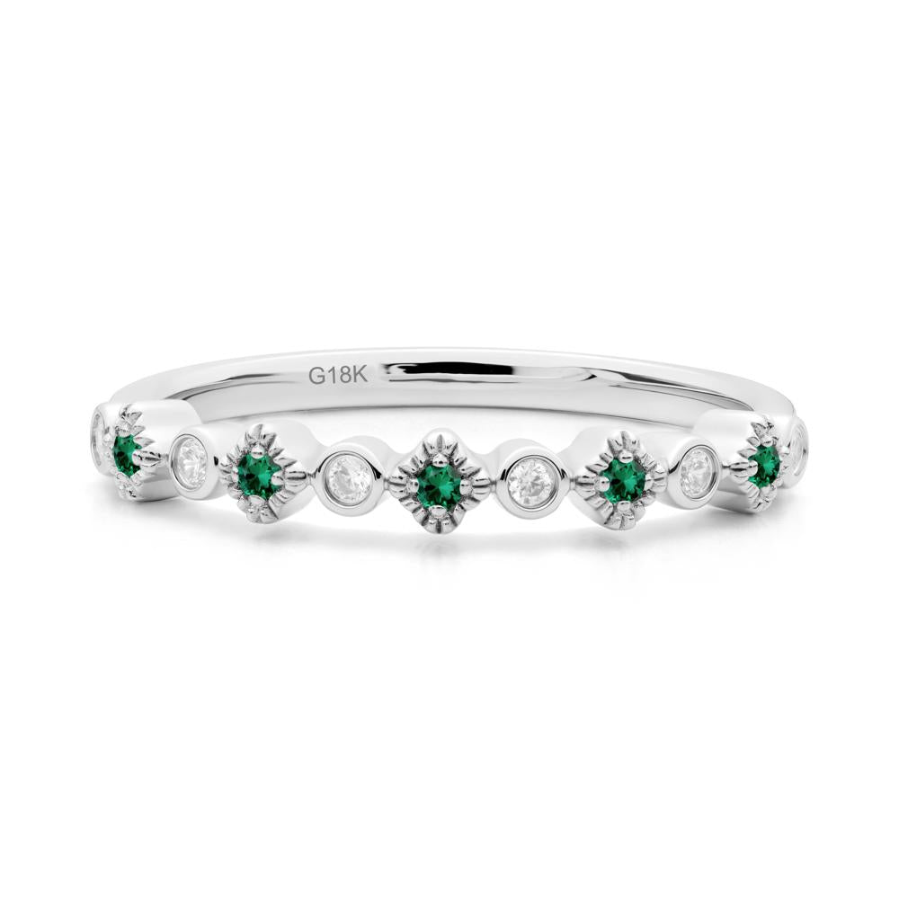 Emerald and Cubic Zirconia Alternating Eternity Ring - LUO Jewelry #metal_18k white gold