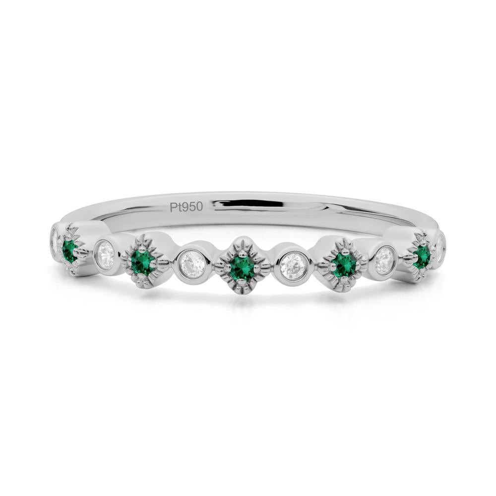 Emerald and Cubic Zirconia Alternating Eternity Ring - LUO Jewelry #metal_platinum