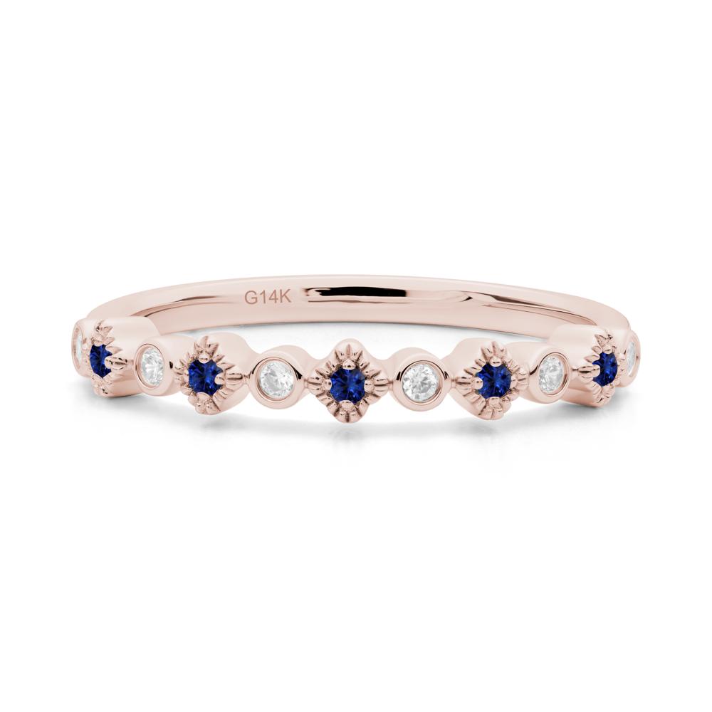 Sapphire and Cubic Zirconia Alternating Eternity Ring - LUO Jewelry #metal_14k rose gold