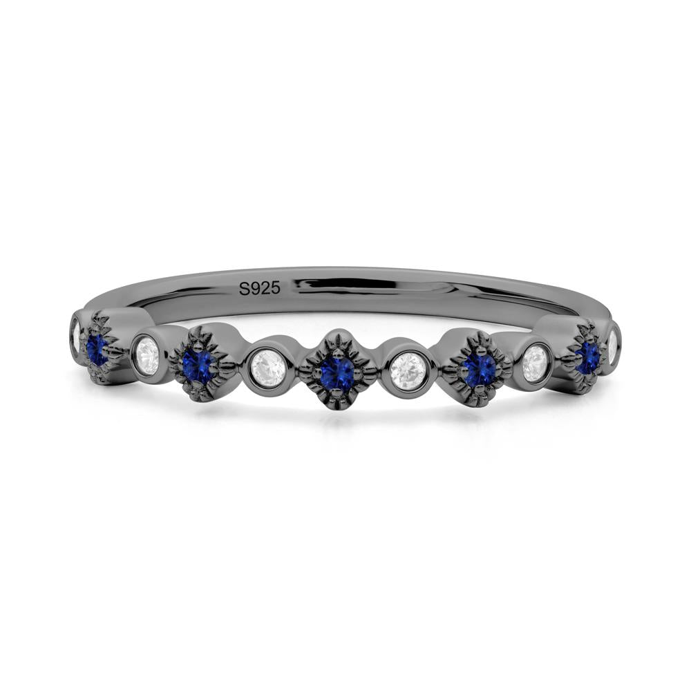 Sapphire and Cubic Zirconia Alternating Eternity Ring - LUO Jewelry #metal_black finish sterling silver