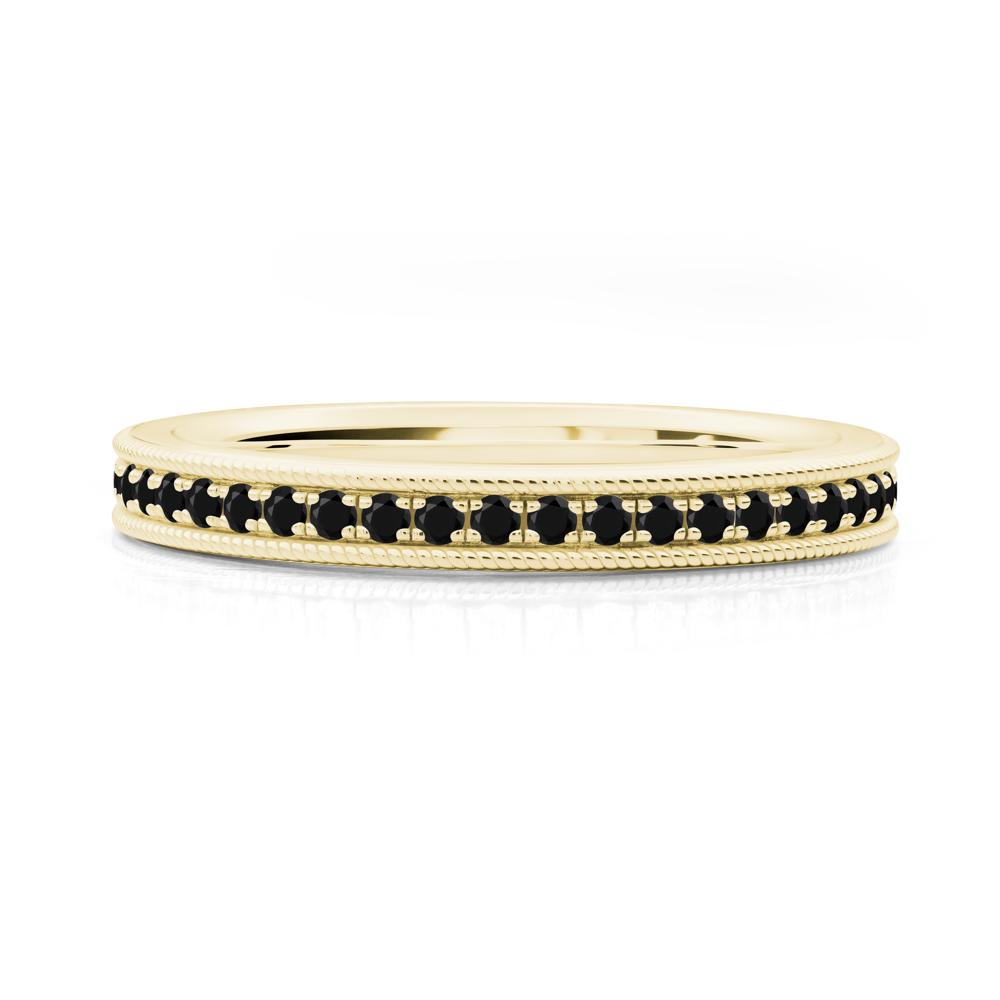 Milgrain Black Spinel Wedding Band - LUO Jewelry #metal_18k yellow gold