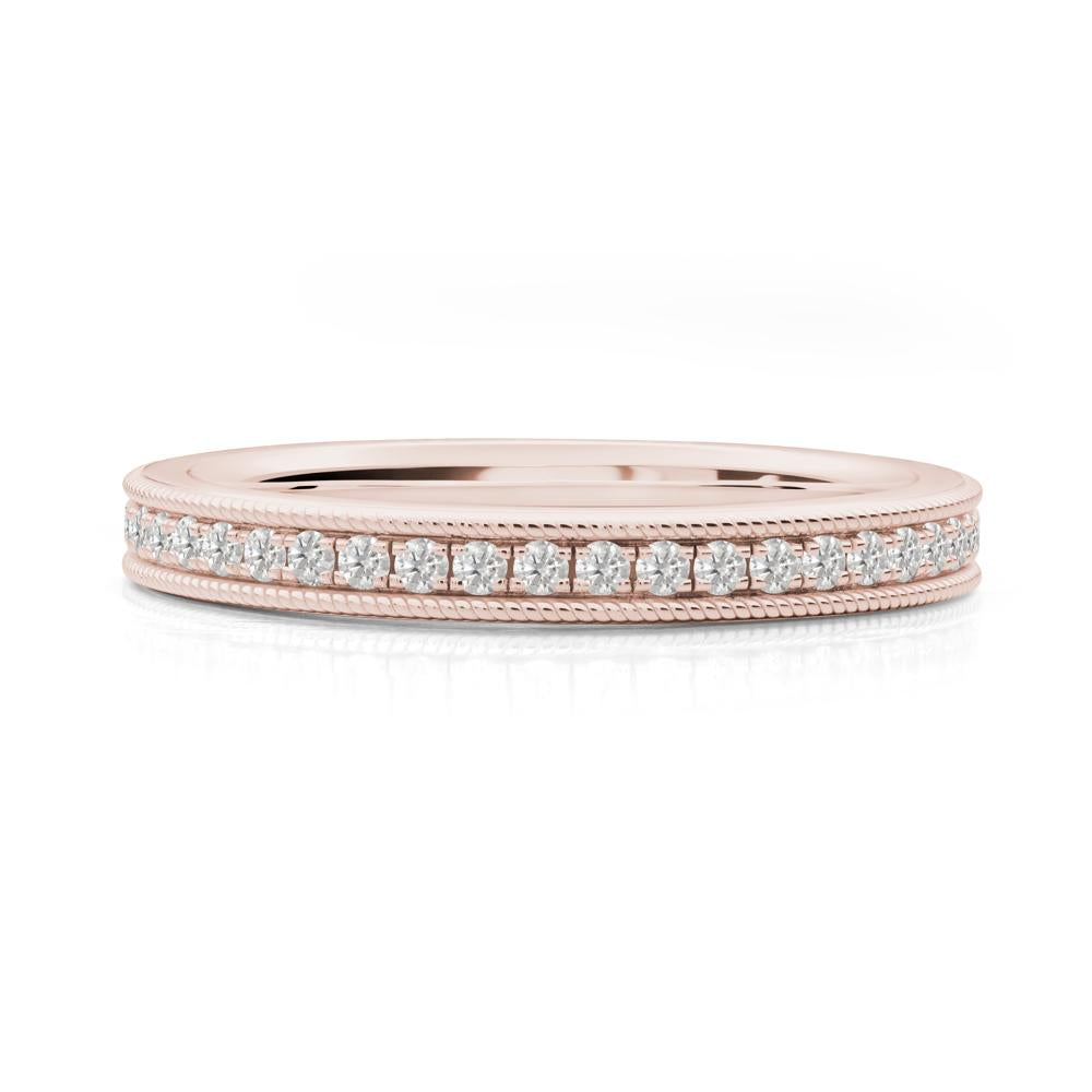 Milgrain Cubic Zirconia Wedding Band - LUO Jewelry #metal_14k rose gold