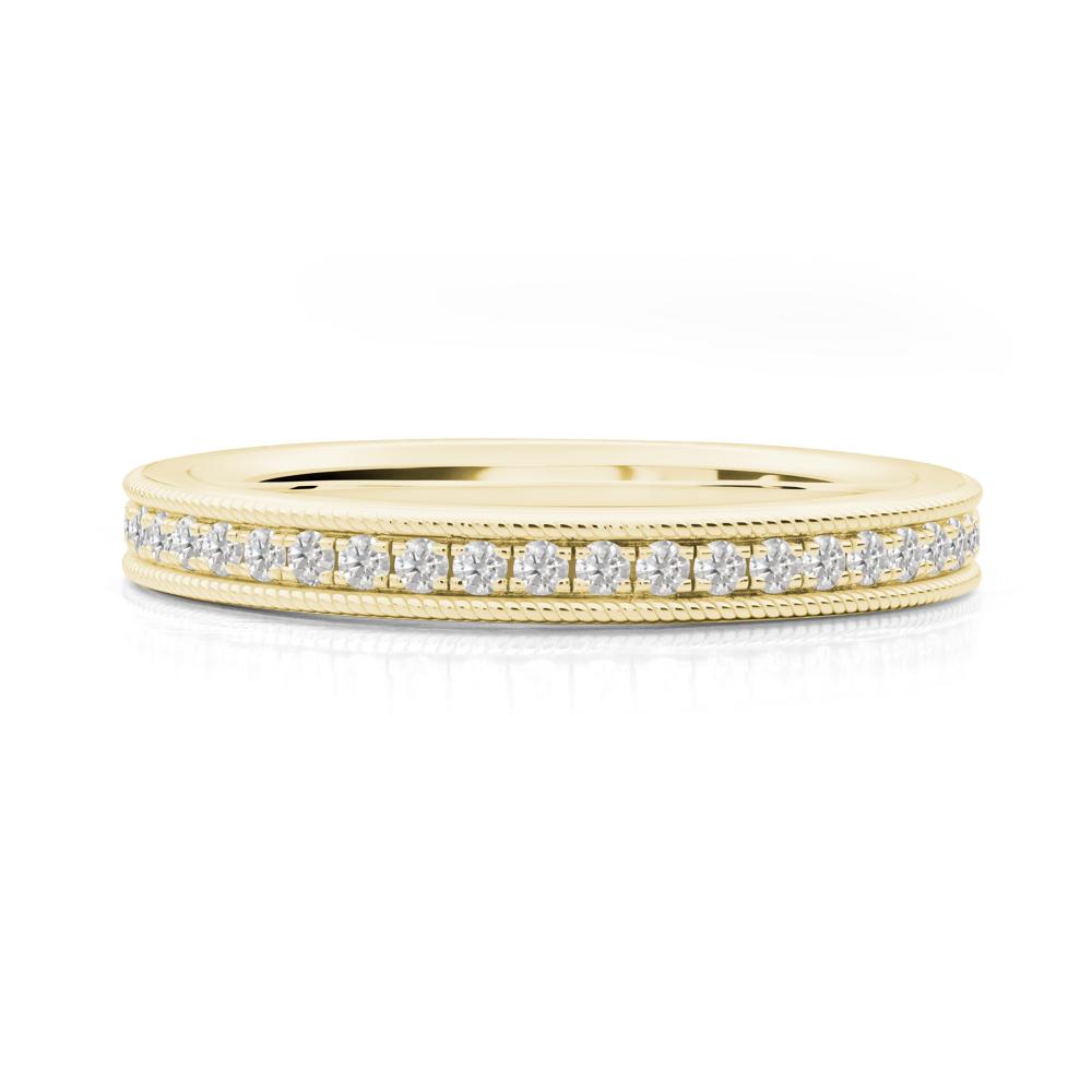 Milgrain Cubic Zirconia Wedding Band - LUO Jewelry #metal_18k yellow gold