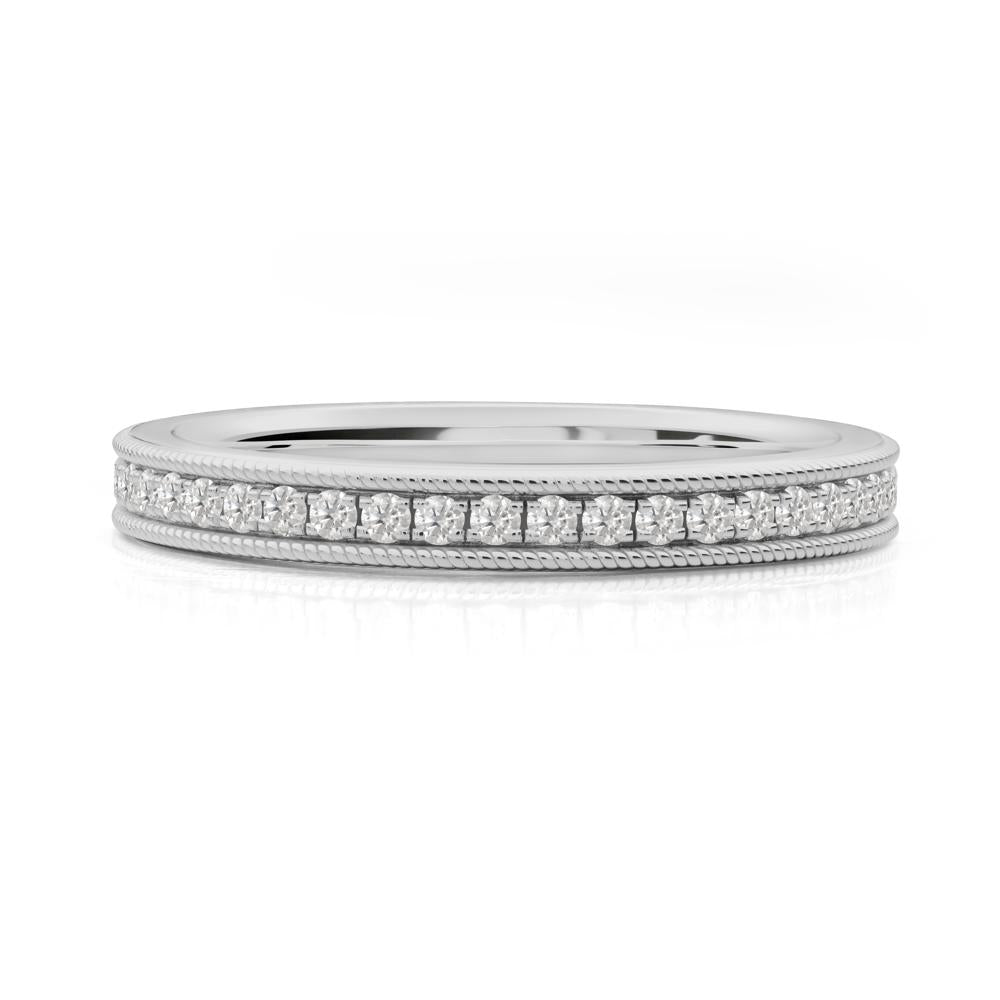 Milgrain Cubic Zirconia Wedding Band - LUO Jewelry #metal_platinum