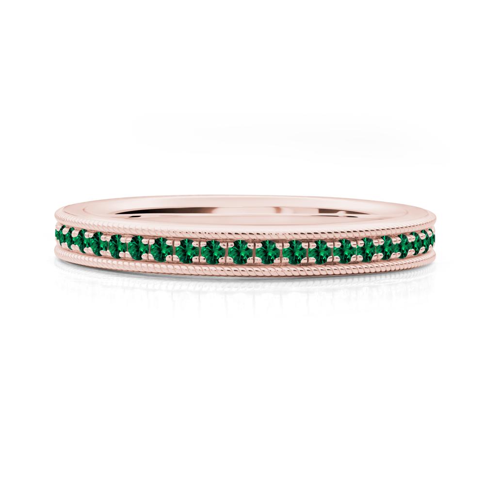 Stackable Milgrain Emerald Ring - LUO Jewelry #metal_18k rose gold