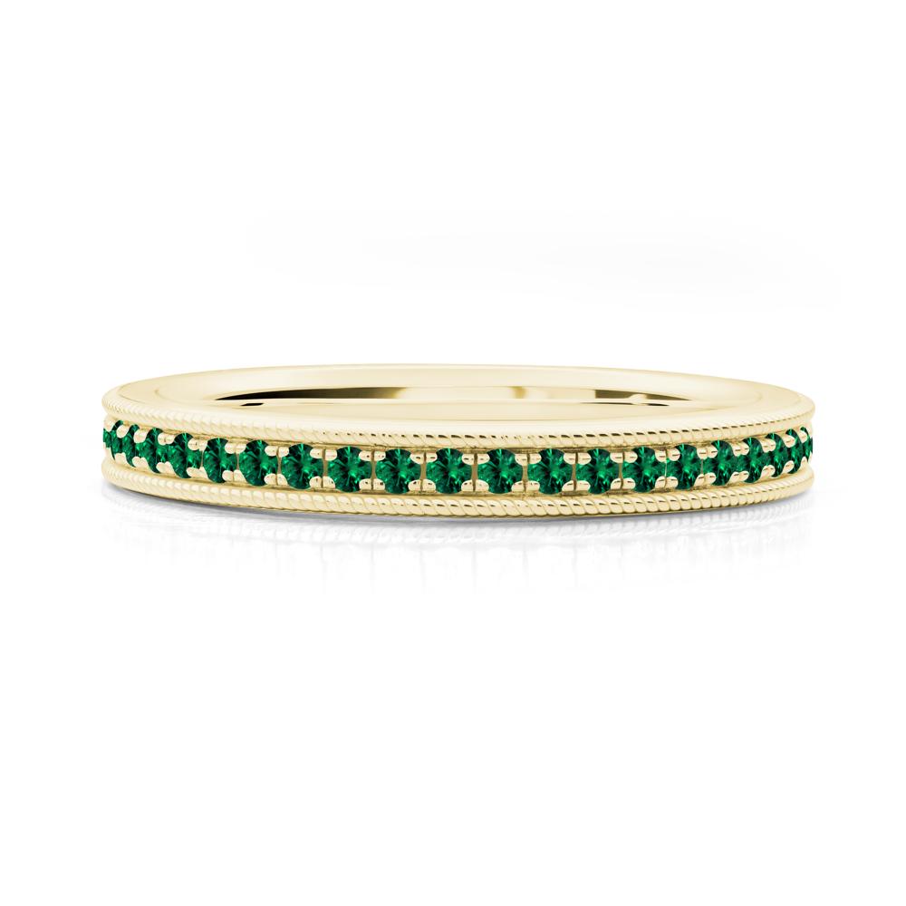Stackable Milgrain Emerald Ring - LUO Jewelry #metal_18k yellow gold
