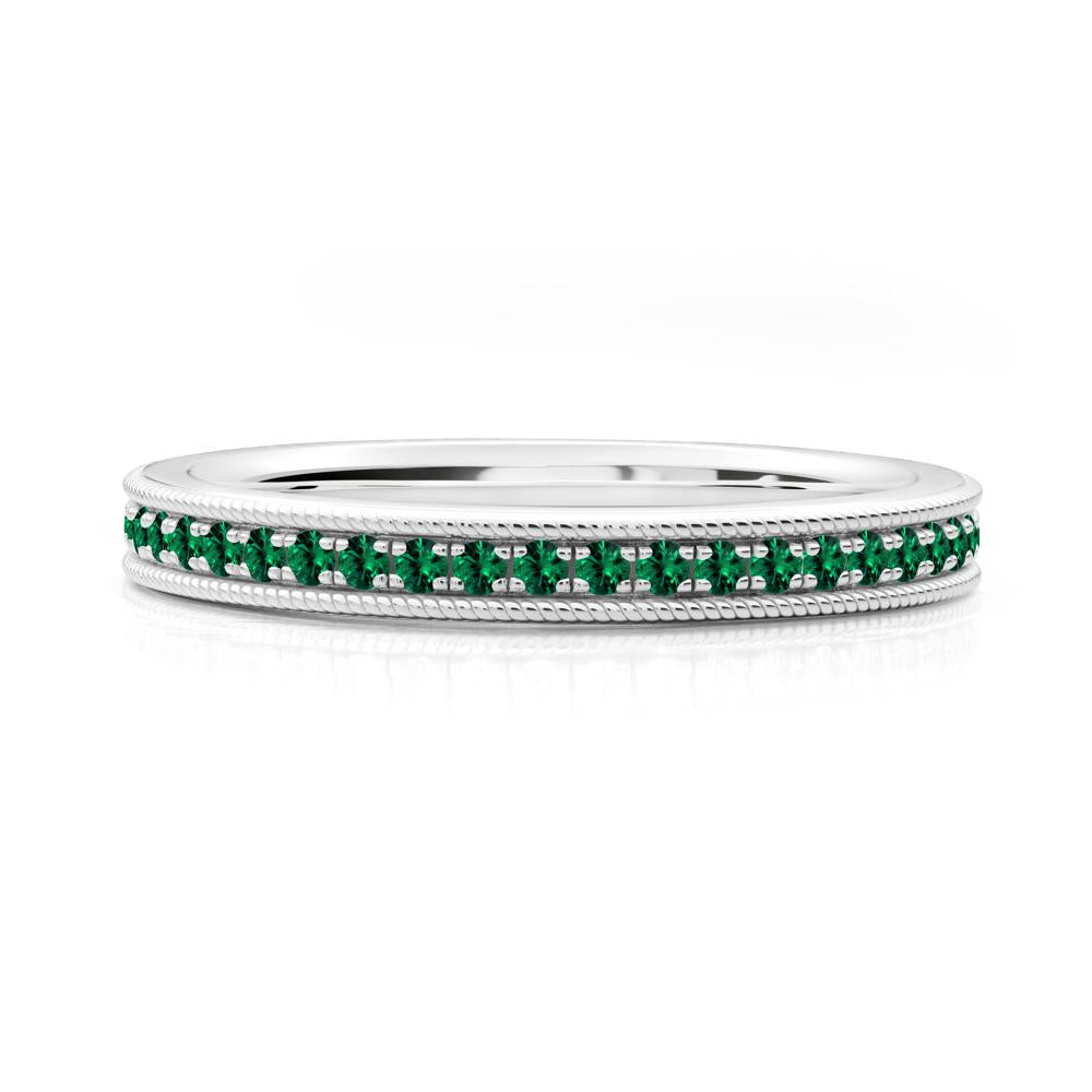 Stackable Milgrain Emerald Ring - LUO Jewelry #metal_sterling silver
