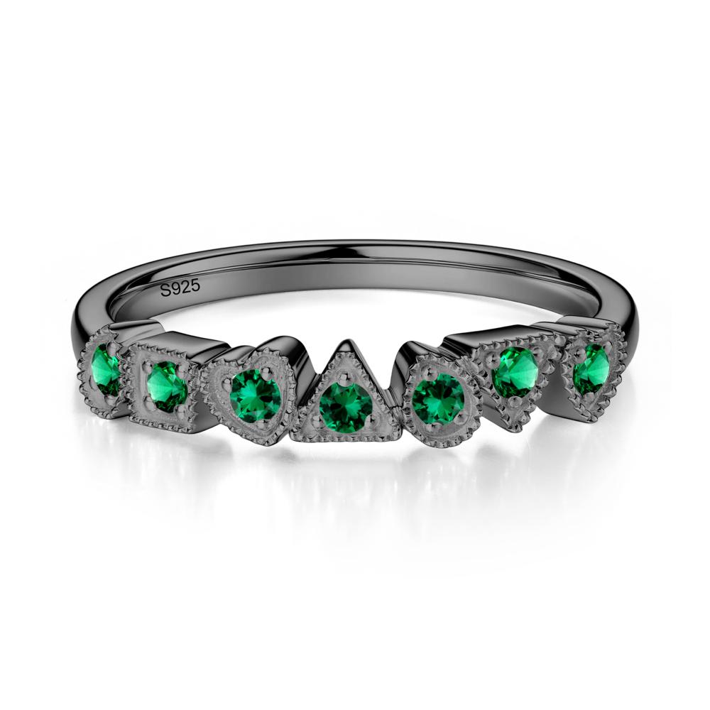 Unique Emerald Statement Ring - LUO Jewelry #metal_black finish sterling silver