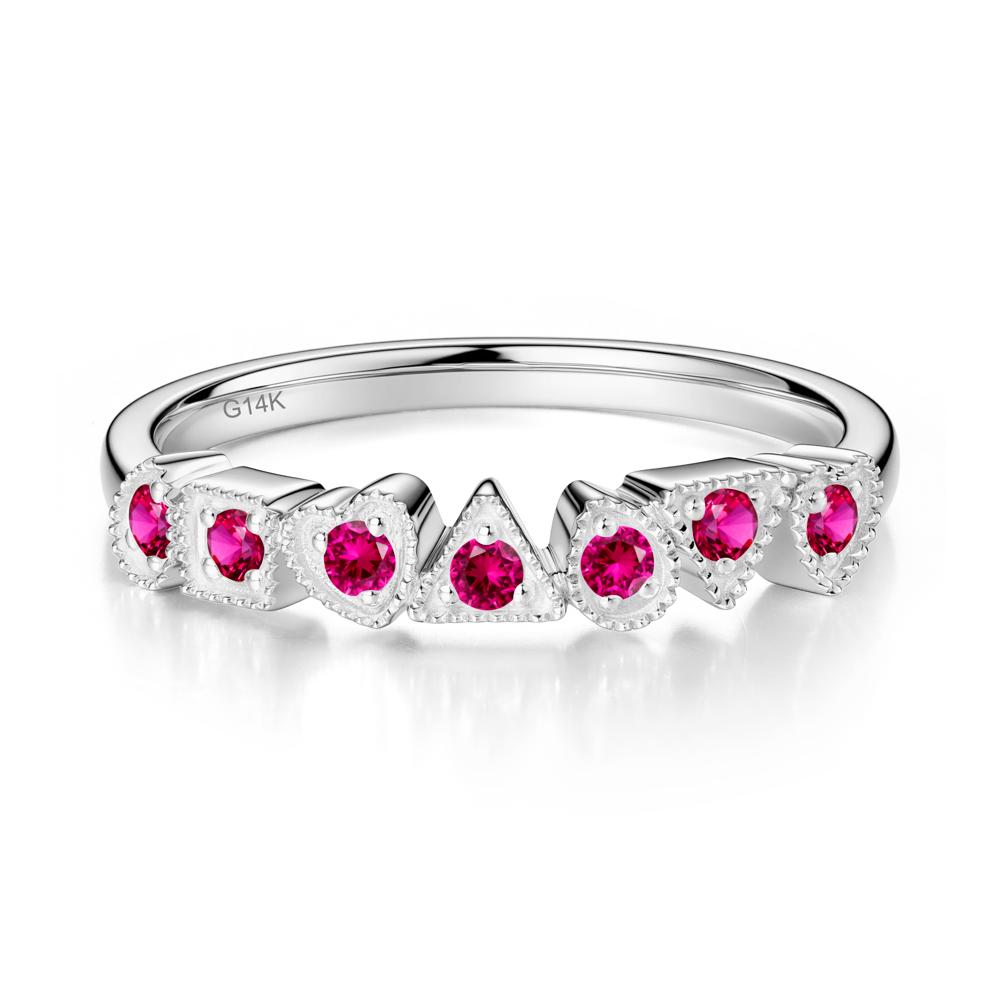 Multi-Shape Ruby Ring - LUO Jewelry #metal_14k white gold
