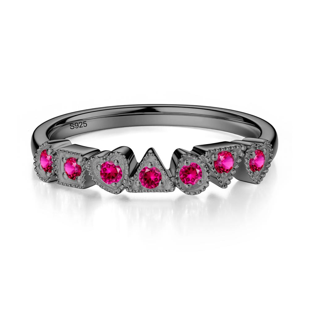 Multi-Shape Ruby Ring - LUO Jewelry #metal_black finish sterling silver