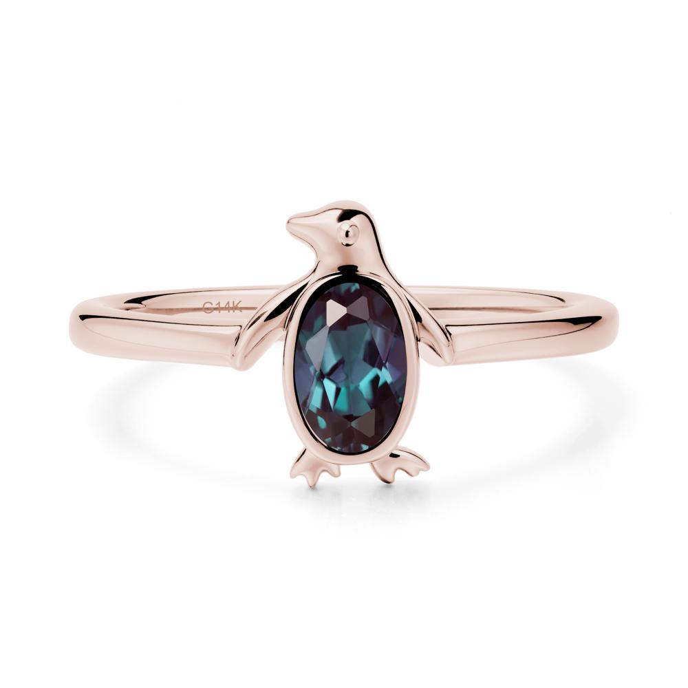 Oval Alexandrite Penguin Ring - LUO Jewelry #metal_14k rose gold