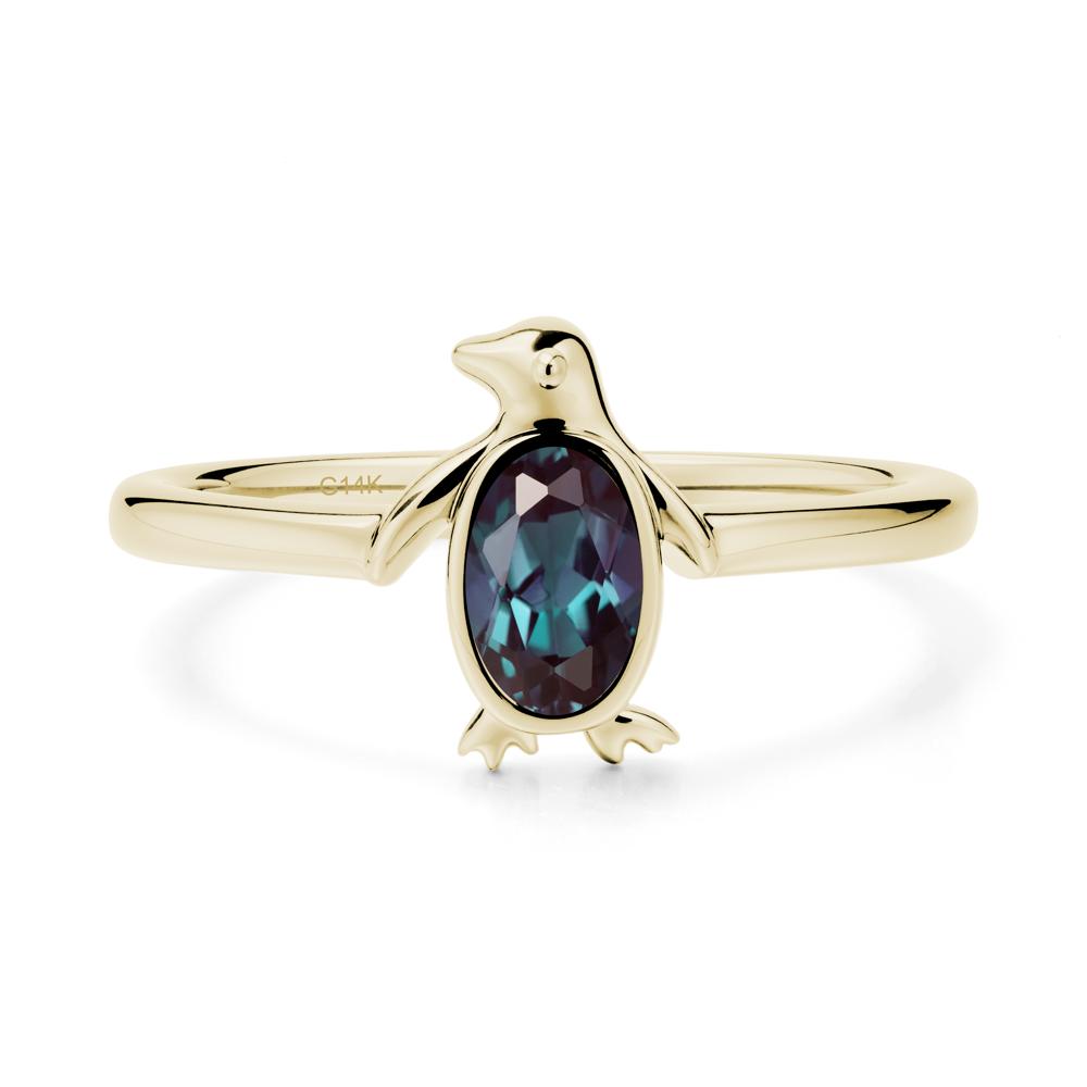 Oval Alexandrite Penguin Ring - LUO Jewelry #metal_14k yellow gold