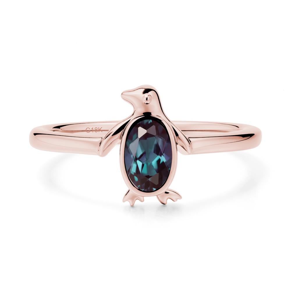 Oval Alexandrite Penguin Ring - LUO Jewelry #metal_18k rose gold