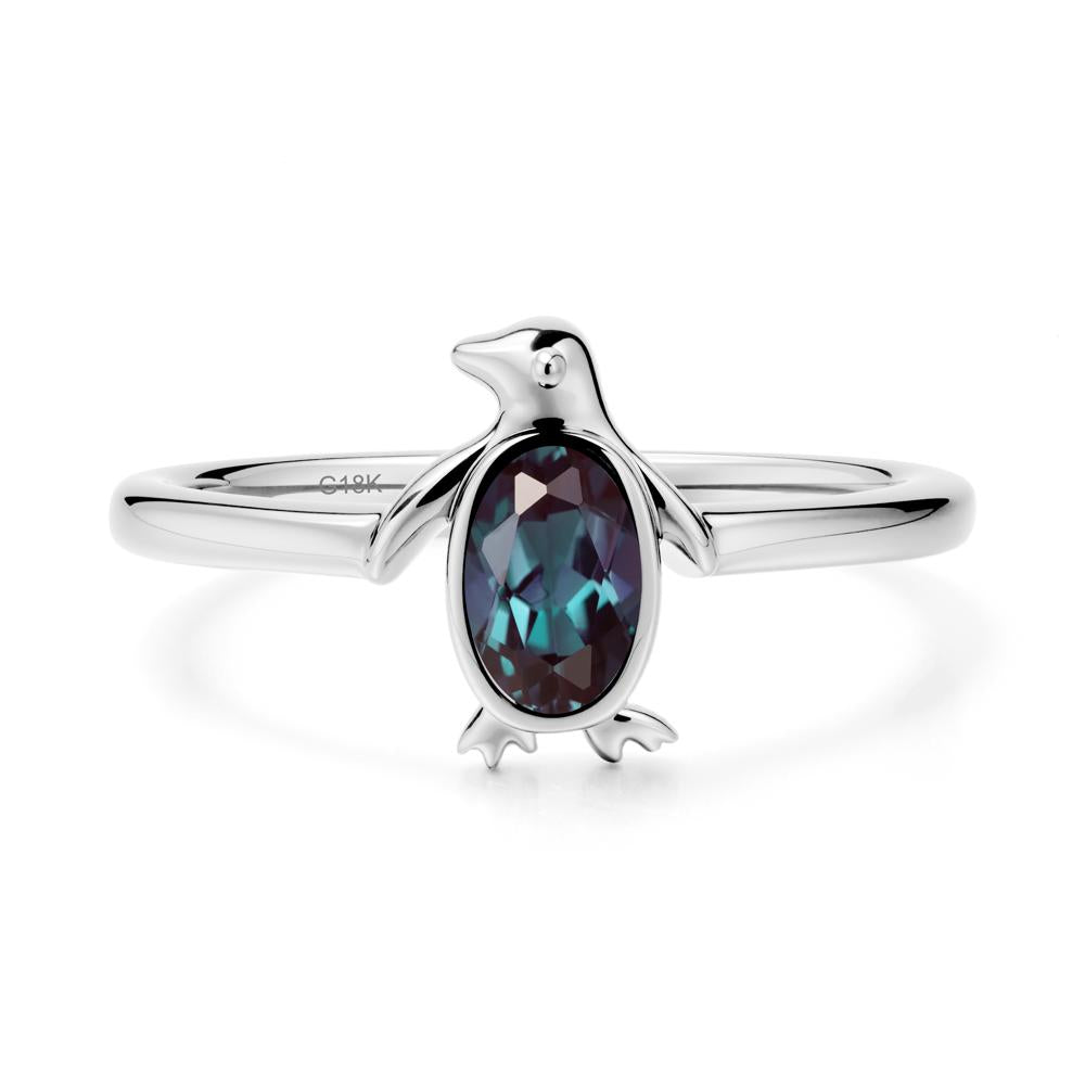 Oval Alexandrite Penguin Ring - LUO Jewelry #metal_18k white gold