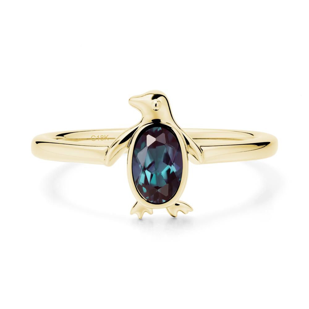 Oval Alexandrite Penguin Ring - LUO Jewelry #metal_18k yellow gold