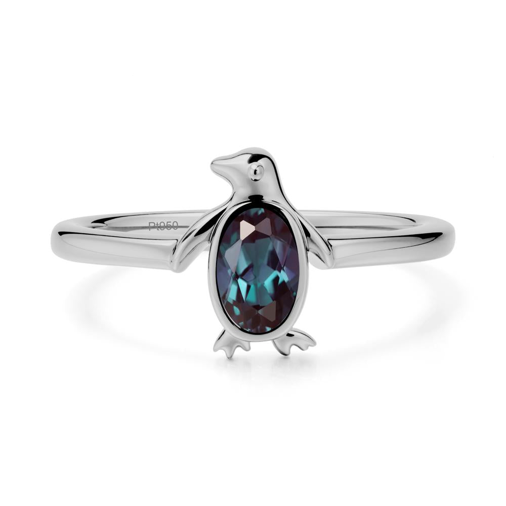 Oval Alexandrite Penguin Ring - LUO Jewelry #metal_platinum