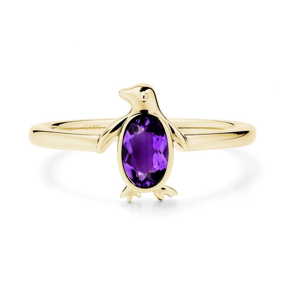 Penguin Inspired Bezel Setting Amethyst Ring - LUO Jewelry #metal_18k yellow gold