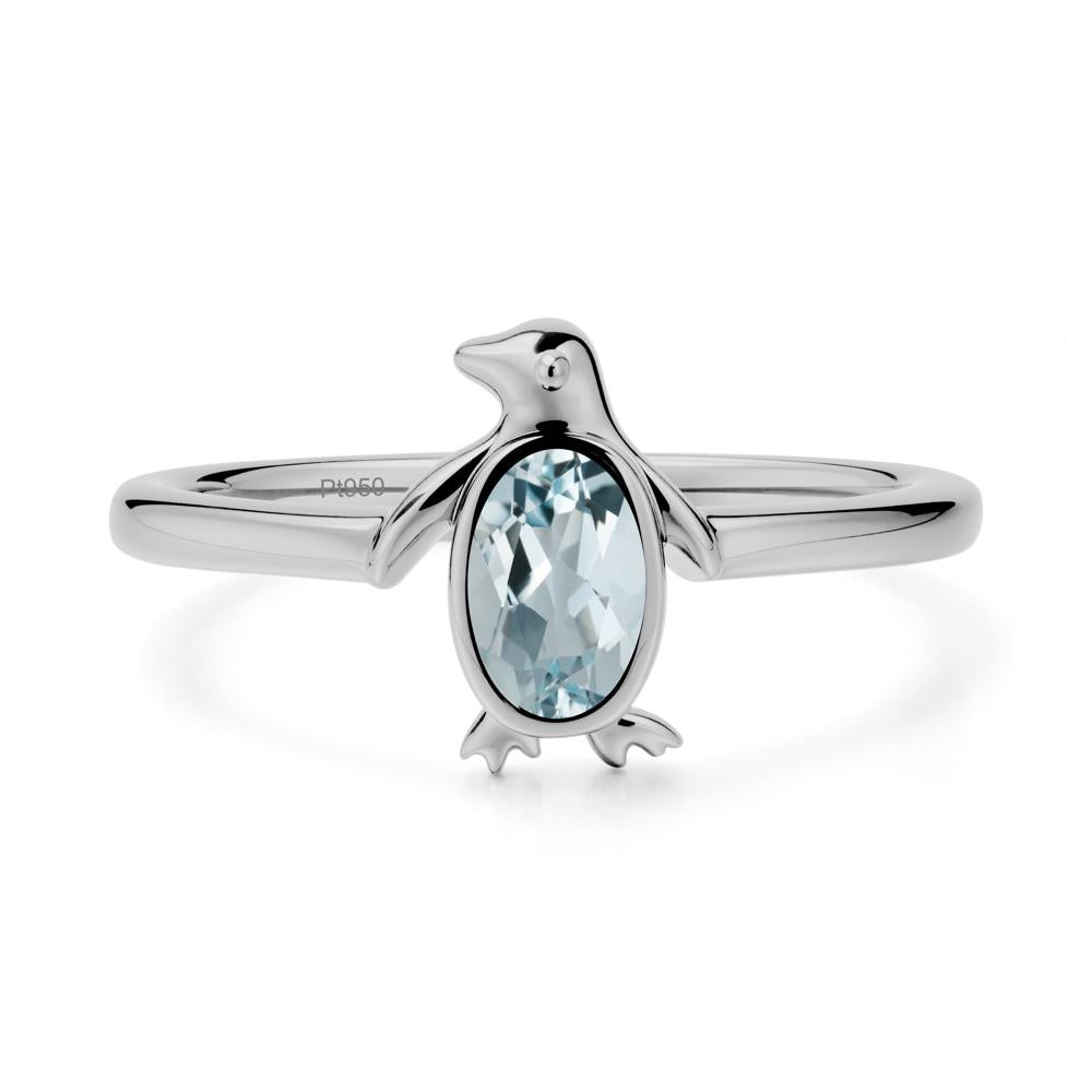 Simple Bezel Setting Oval Aquamarine Ring - LUO Jewelry #metal_platinum