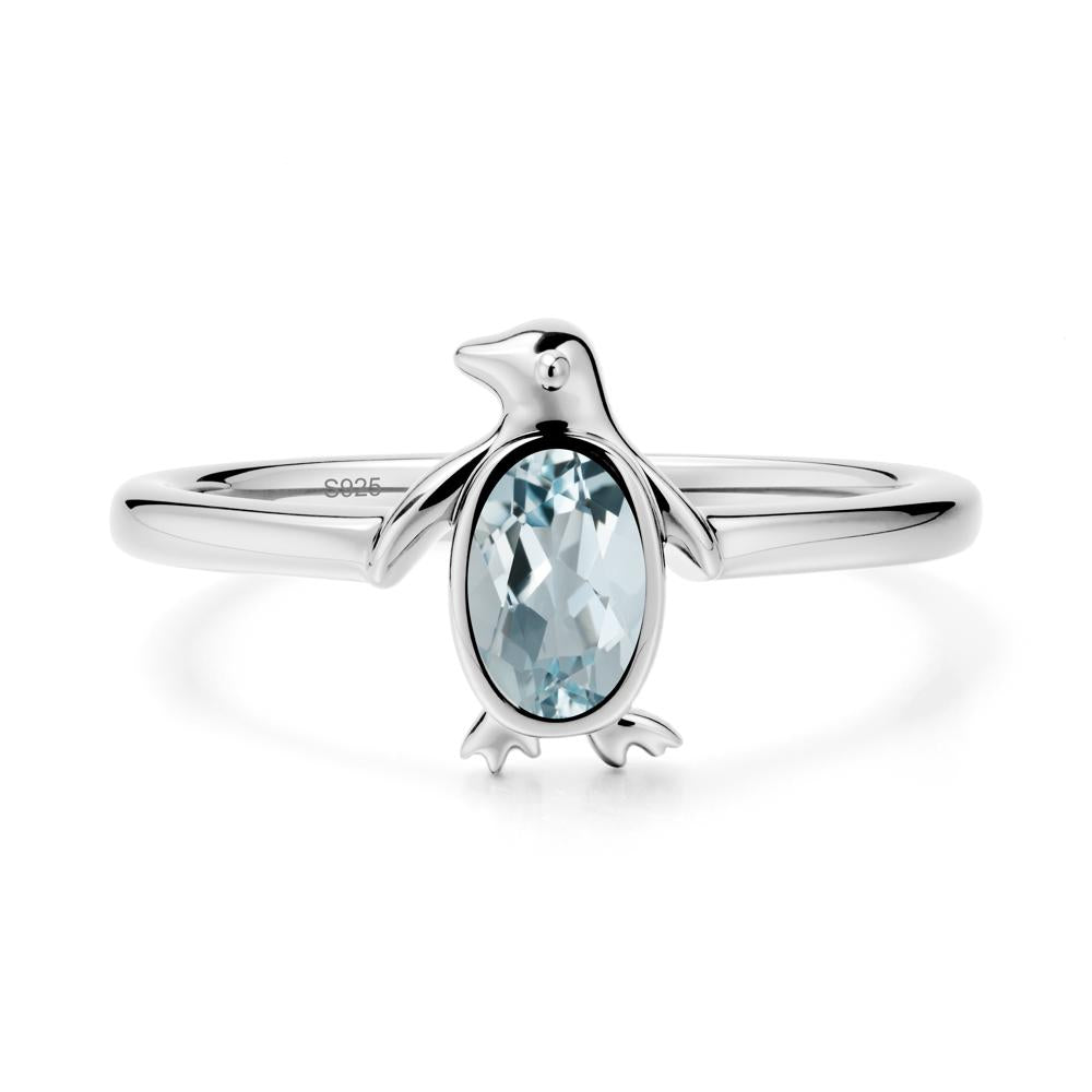 Simple Bezel Setting Oval Aquamarine Ring - LUO Jewelry #metal_sterling silver