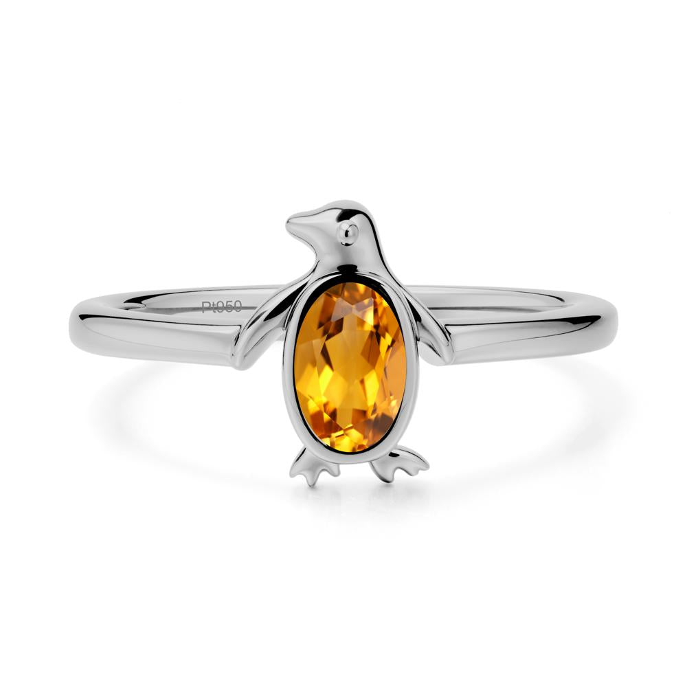 Simple Bezel Setting Oval Citrine Ring - LUO Jewelry #metal_platinum