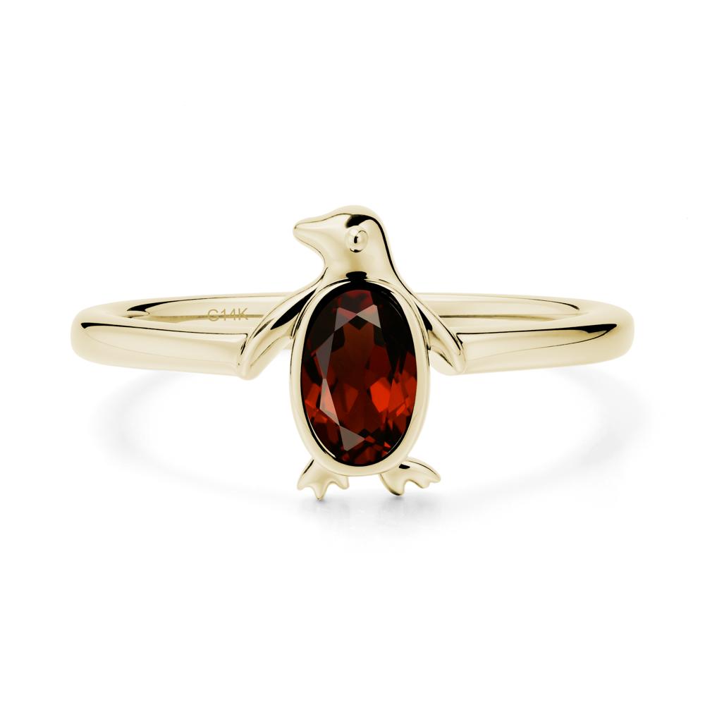 Simple Bezel Setting Oval Garnet Ring - LUO Jewelry #metal_14k yellow gold