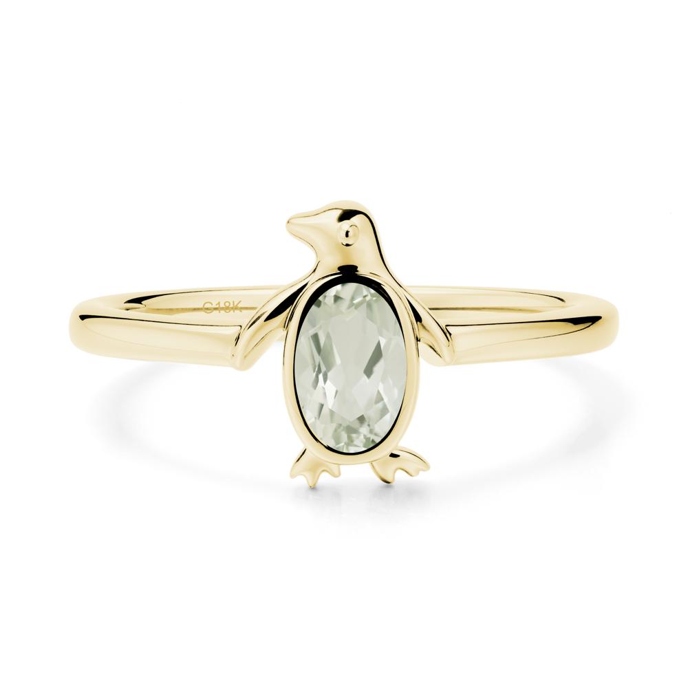 Oval Green Amethyst Penguin Ring - LUO Jewelry #metal_18k yellow gold