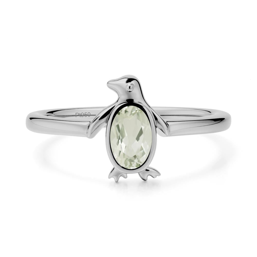 Oval Green Amethyst Penguin Ring - LUO Jewelry #metal_platinum