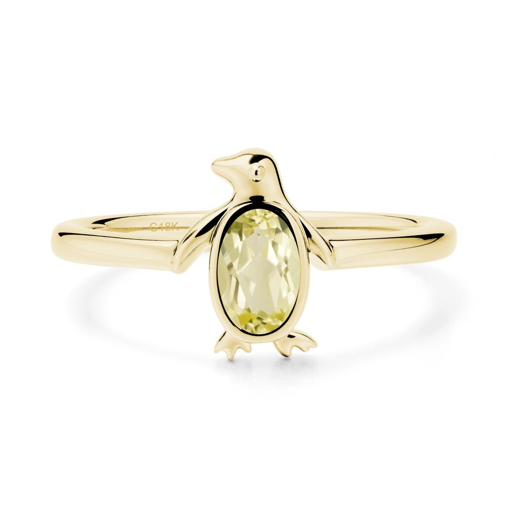 Simple Bezel Setting Oval Lemon Quartz Ring - LUO Jewelry #metal_18k yellow gold