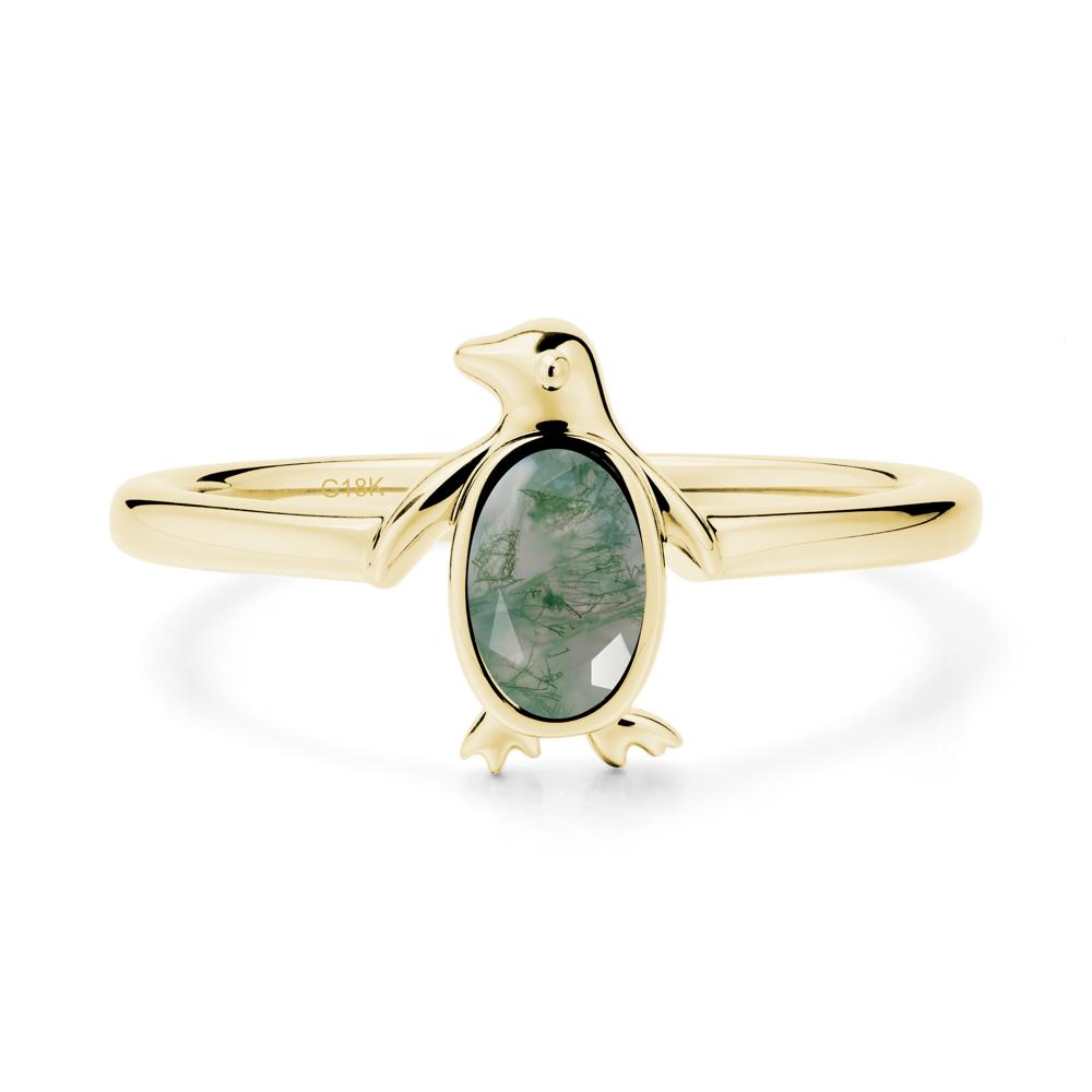 Penguin Inspired Bezel Setting Moss Agate Ring - LUO Jewelry #metal_18k yellow gold