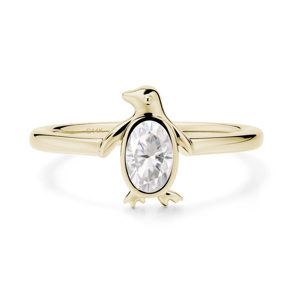 Simple Bezel Setting Oval Moissanite Ring - LUO Jewelry #metal_14k yellow gold