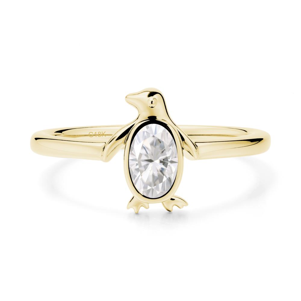 Simple Bezel Setting Oval Moissanite Ring - LUO Jewelry #metal_18k yellow gold