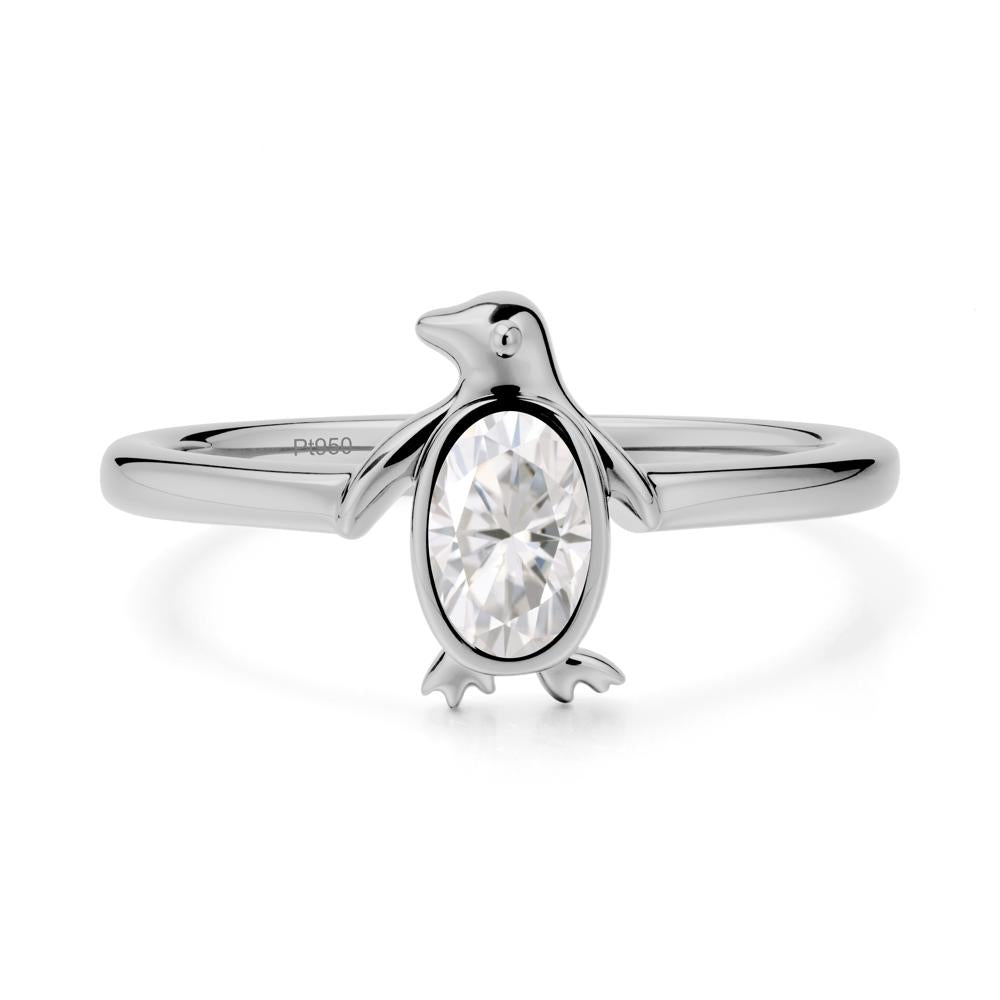 Simple Bezel Setting Oval Moissanite Ring - LUO Jewelry #metal_platinum