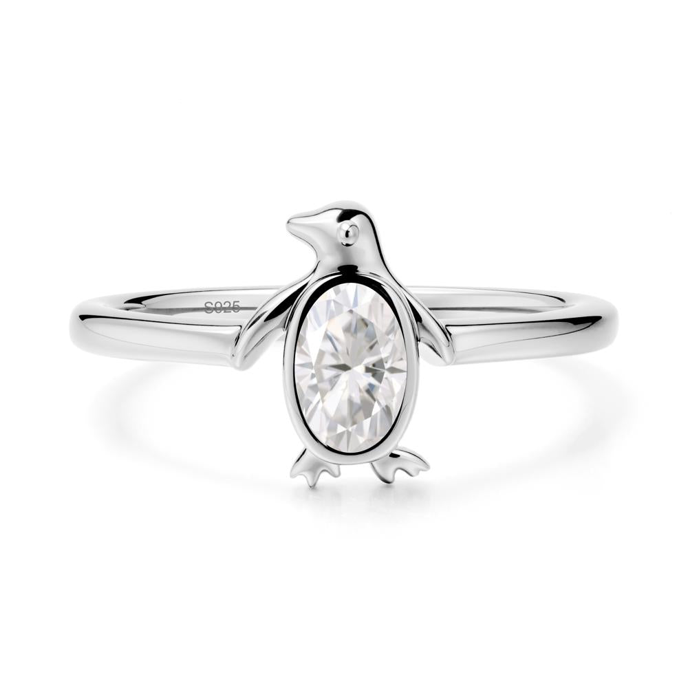 Simple Bezel Setting Oval Moissanite Ring - LUO Jewelry #metal_sterling silver