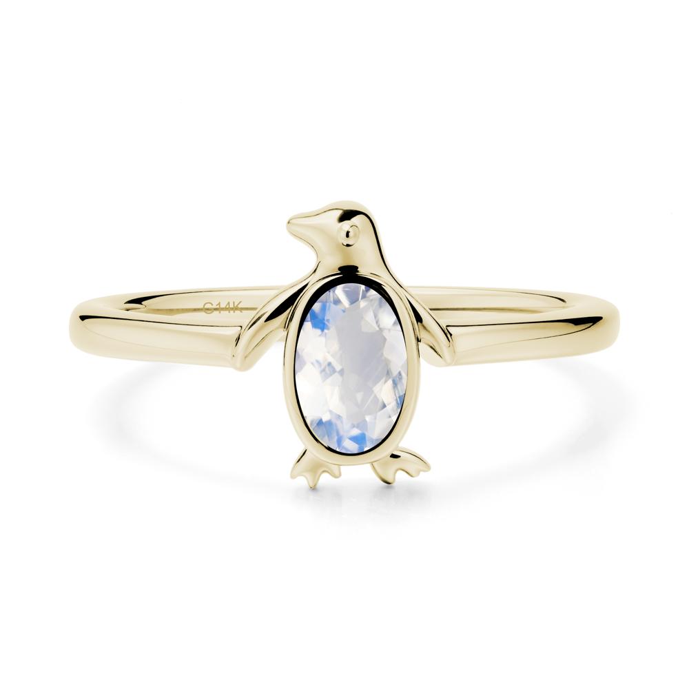 Oval Moonstone Penguin Ring - LUO Jewelry #metal_14k yellow gold