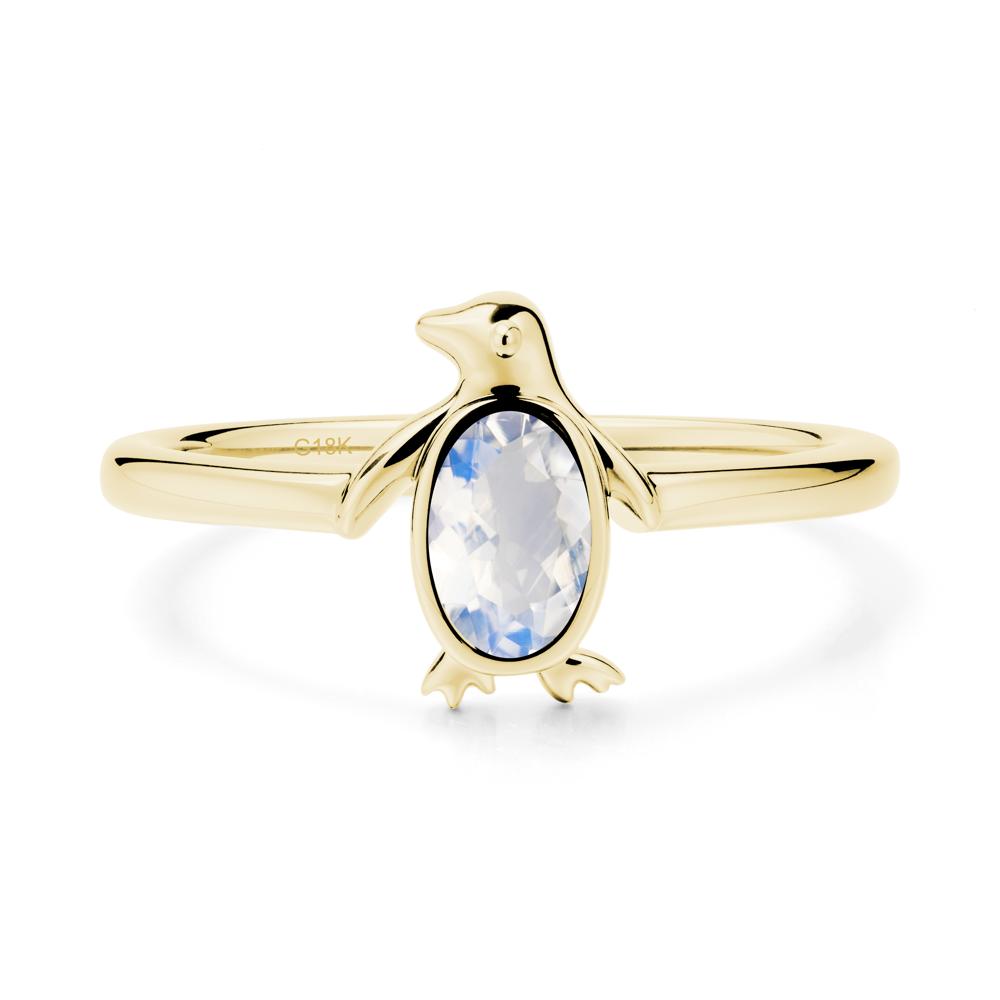 Oval Moonstone Penguin Ring - LUO Jewelry #metal_18k yellow gold