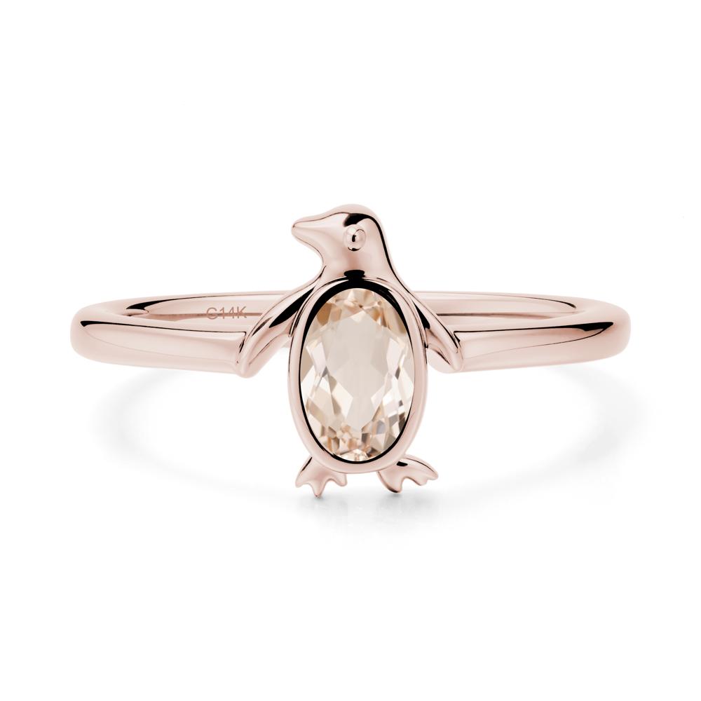 Penguin Inspired Bezel Setting Morganite Ring - LUO Jewelry #metal_14k rose gold