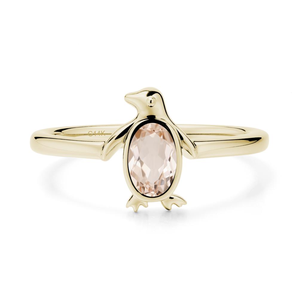 Penguin Inspired Bezel Setting Morganite Ring - LUO Jewelry #metal_14k yellow gold