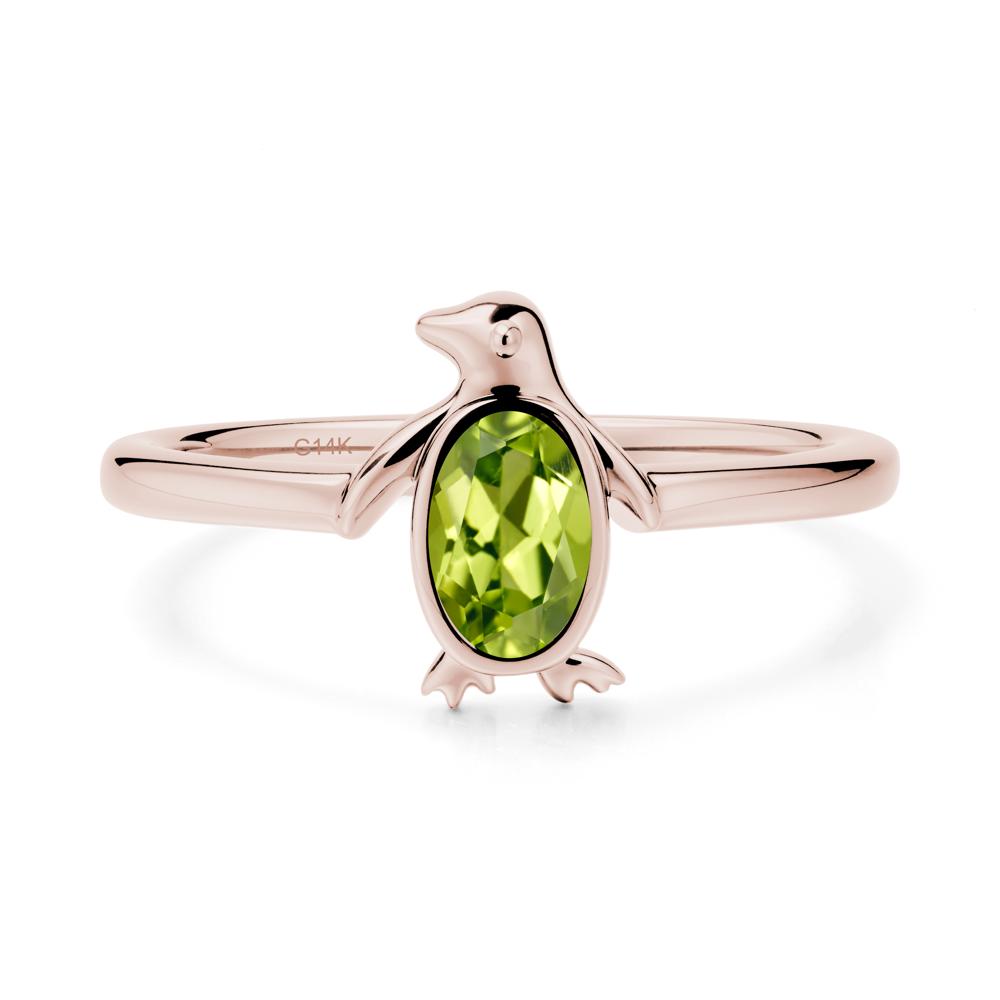 Simple Bezel Setting Oval Peridot Ring - LUO Jewelry #metal_14k rose gold