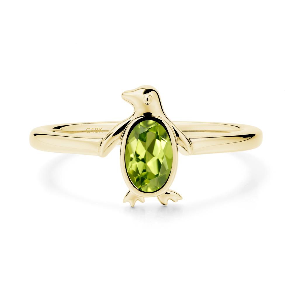 Simple Bezel Setting Oval Peridot Ring - LUO Jewelry #metal_18k yellow gold