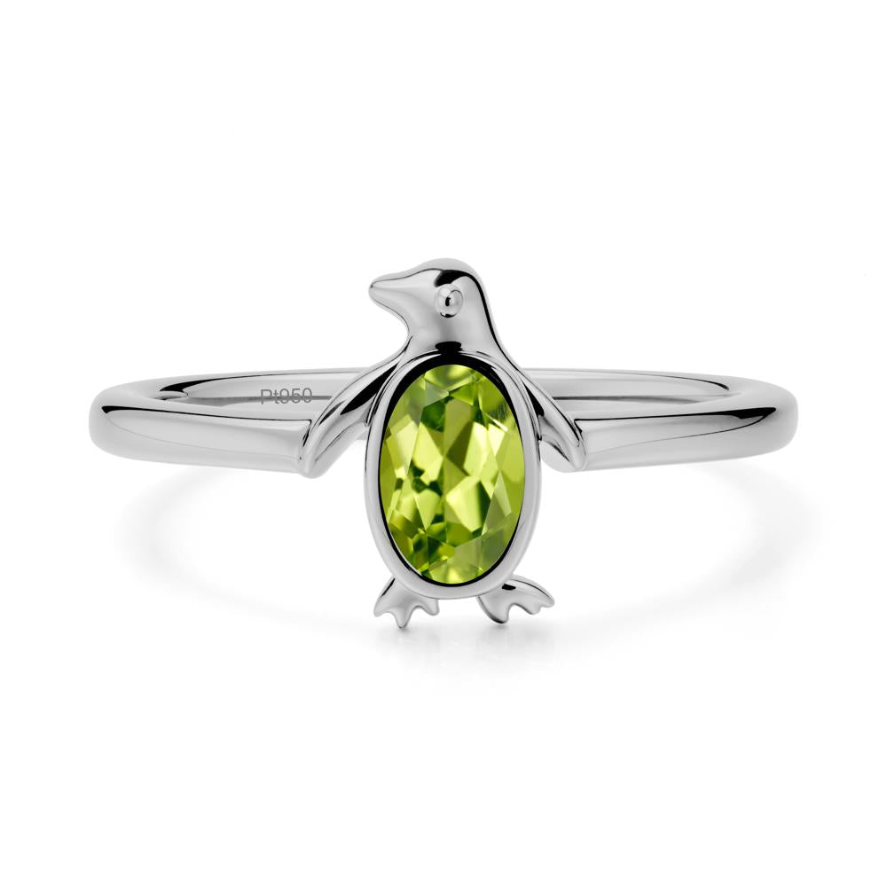 Simple Bezel Setting Oval Peridot Ring - LUO Jewelry #metal_platinum