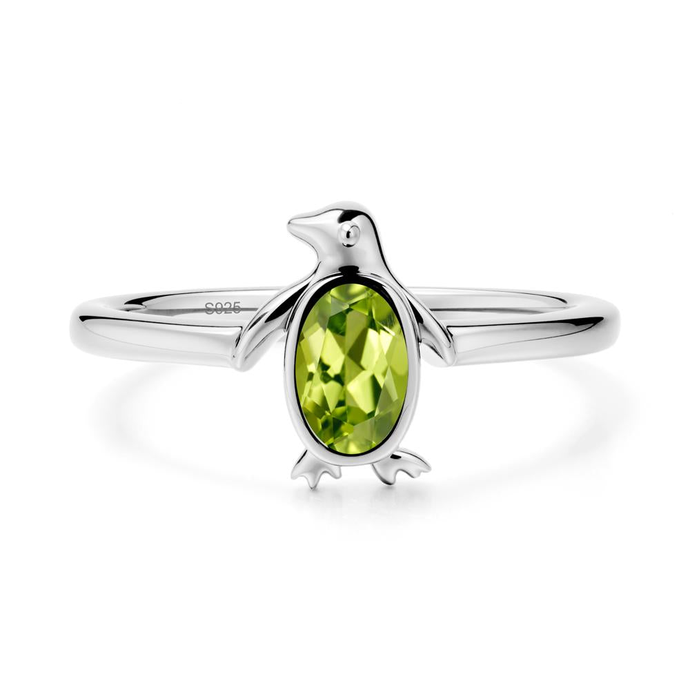 Simple Bezel Setting Oval Peridot Ring - LUO Jewelry #metal_sterling silver