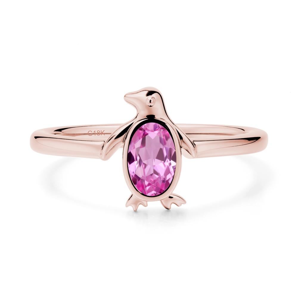 Penguin Inspired Bezel Setting Pink Sapphire Ring - LUO Jewelry #metal_18k rose gold