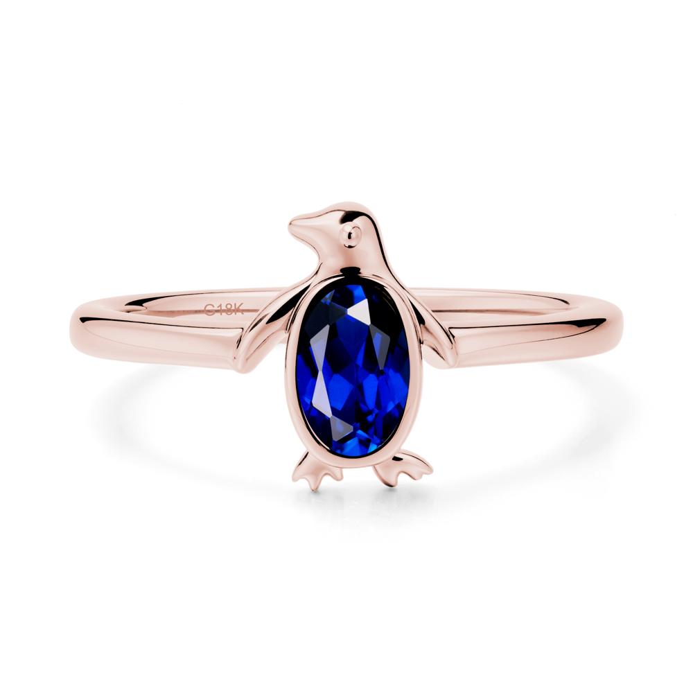 Oval Sapphire Penguin Ring - LUO Jewelry #metal_18k rose gold