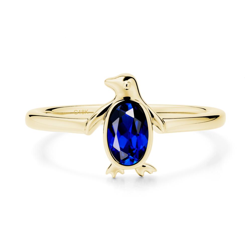 Oval Sapphire Penguin Ring - LUO Jewelry #metal_18k yellow gold