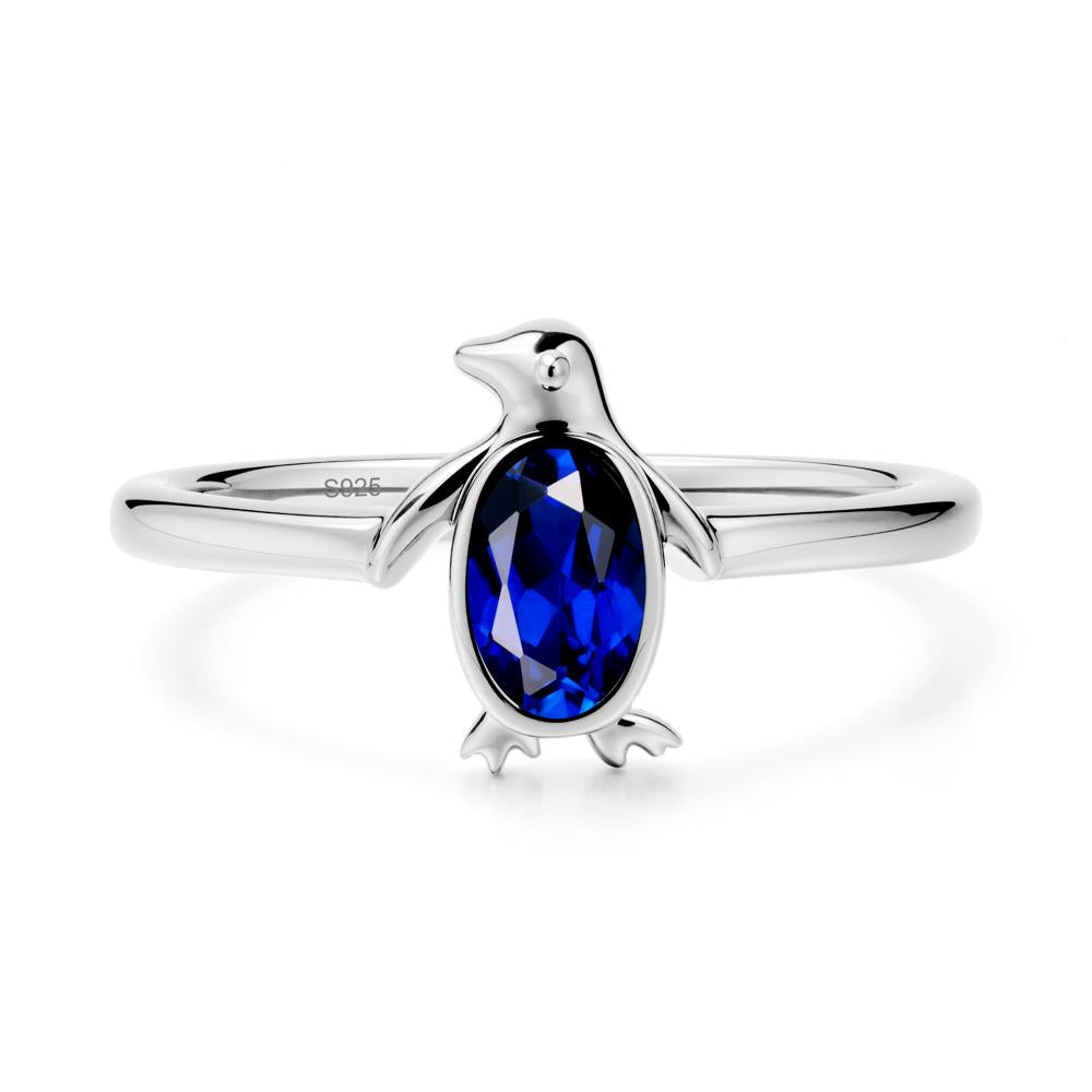 Oval Sapphire Penguin Ring - LUO Jewelry #metal_sterling silver