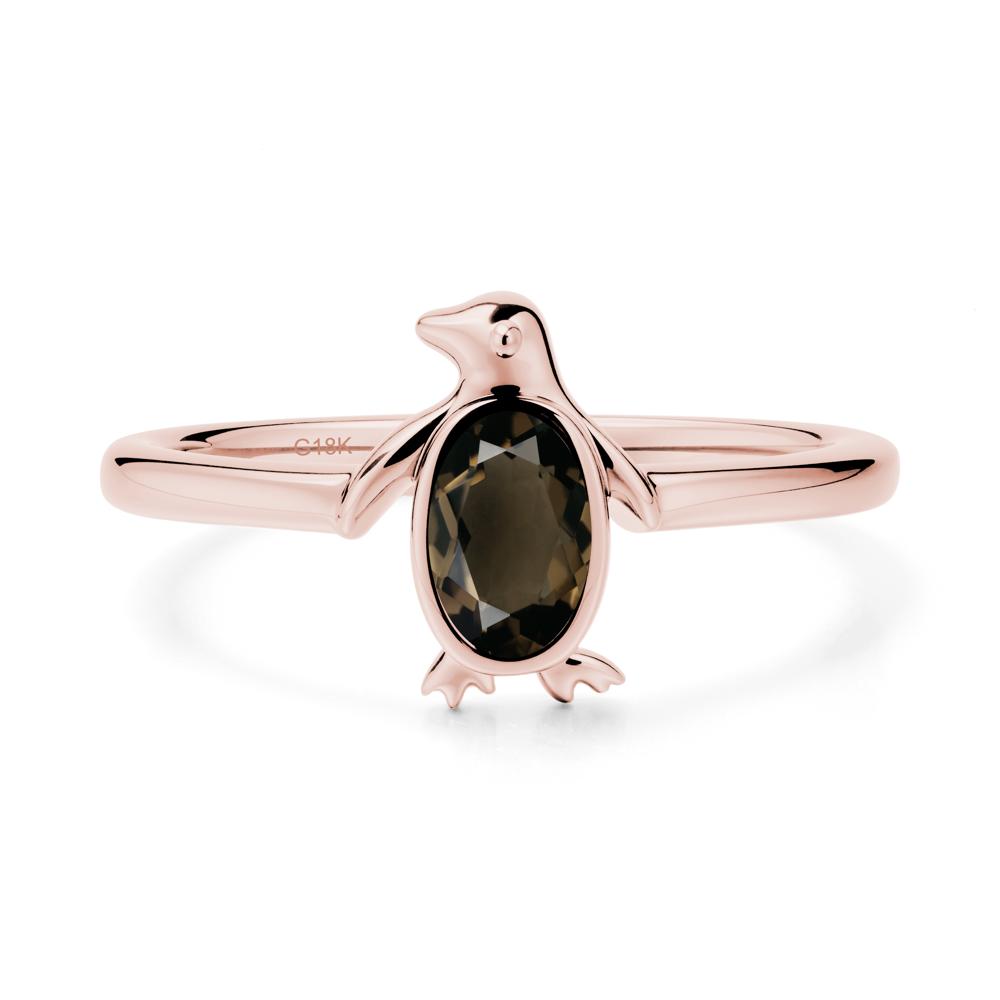 Penguin Inspired Bezel Setting Smoky Quartz Ring - LUO Jewelry #metal_18k rose gold