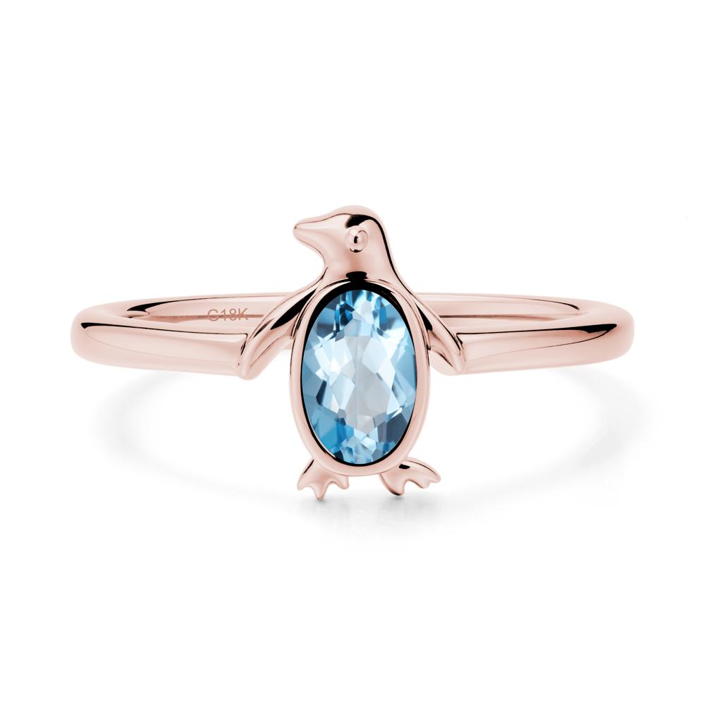Simple Bezel Setting Oval Swiss Blue Topaz Ring - LUO Jewelry #metal_18k rose gold