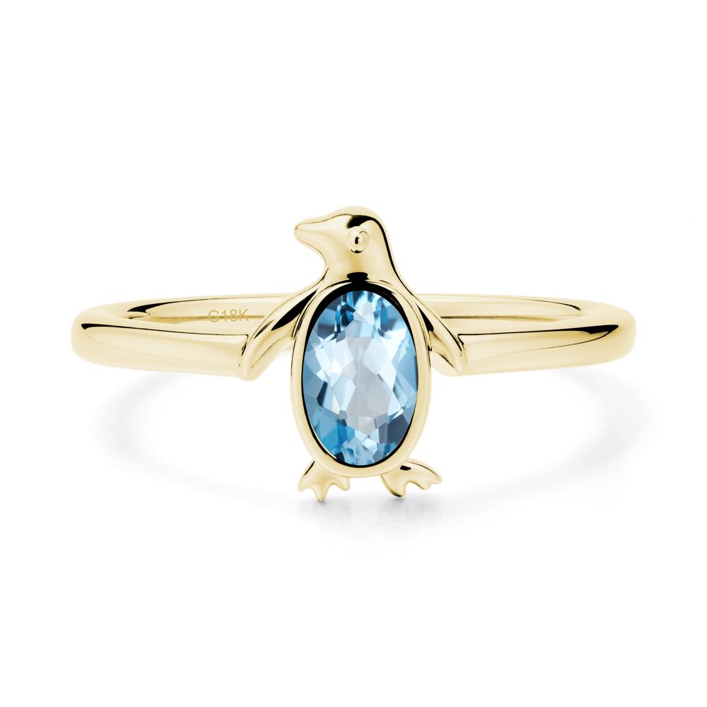 Simple Bezel Setting Oval Swiss Blue Topaz Ring - LUO Jewelry #metal_18k yellow gold