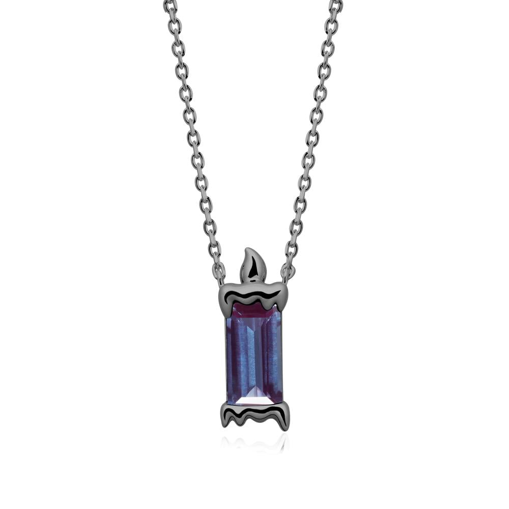 Unique Candle Design Alexandrite Pendant Necklace - LUO Jewelry #metal_black finish sterling silver