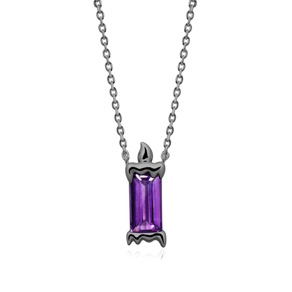 Whimsical Baguette Amethyst Candle Inspired Necklace - LUO Jewelry #metal_black finish sterling silver